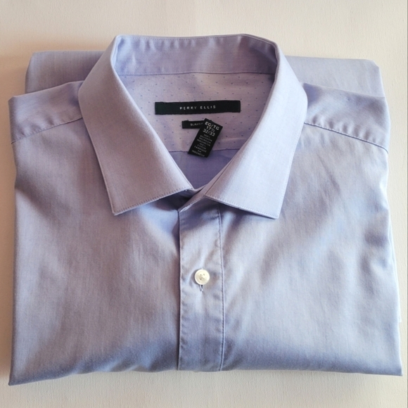Perry Ellis Men's Slimfit Dress Shirt Blue Size Extra Large - Picture 1 of 5